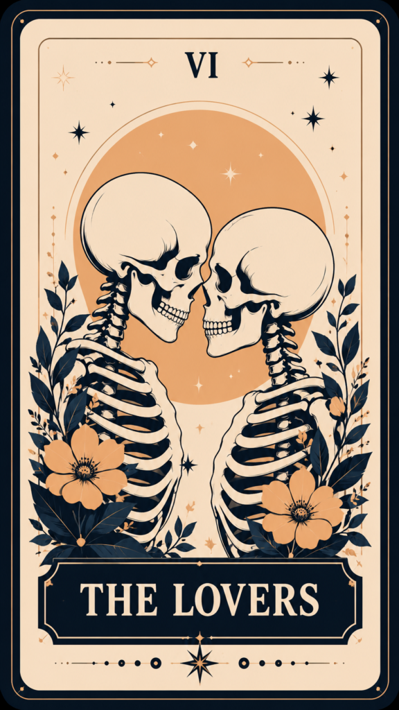 The Lovers Skeleton Art Print Gothic Romance Tarot-Inspired Wall Decor