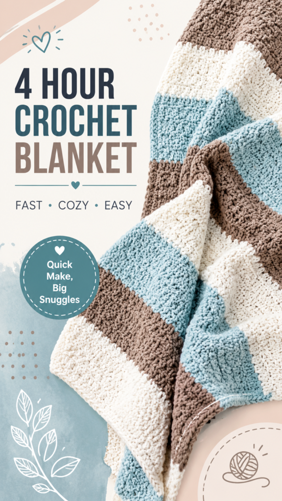 4 Hour Crochet Blanket Pattern Quick, Cozy  Easy DIY Throw