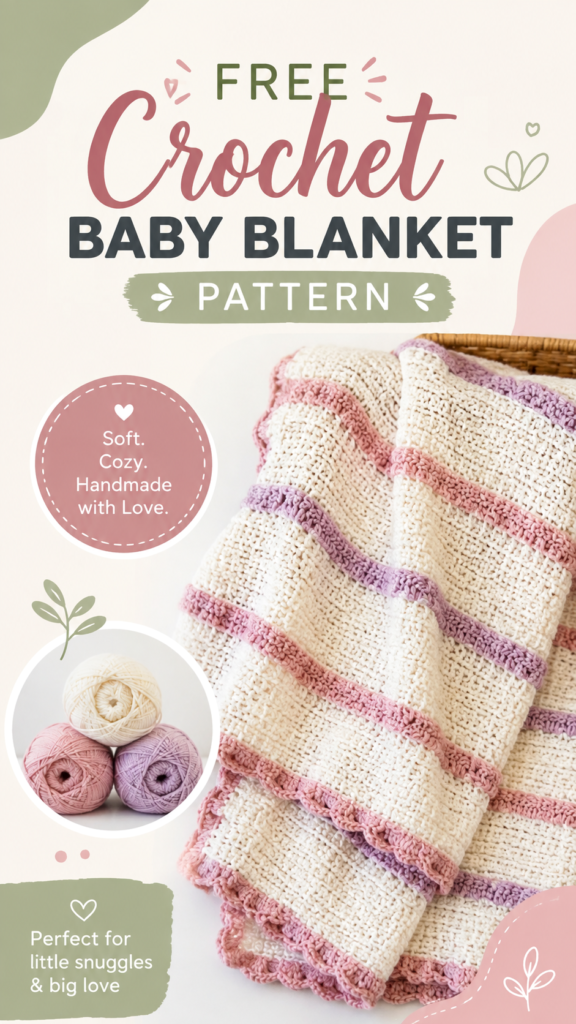 Free Baby Girl Crochet Blanket Pattern  Soft Pink Striped Nursery Throw Ideas