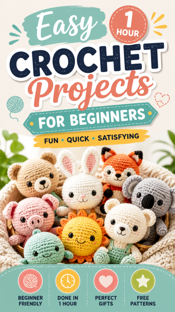 Easy Crochet Projects for Beginners Fun, Quick  Free Patterns