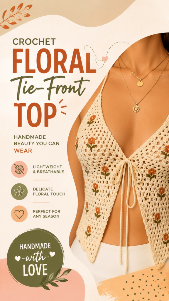 Crochet Floral Tie-Front Top Ideas for a Chic Handmade Look