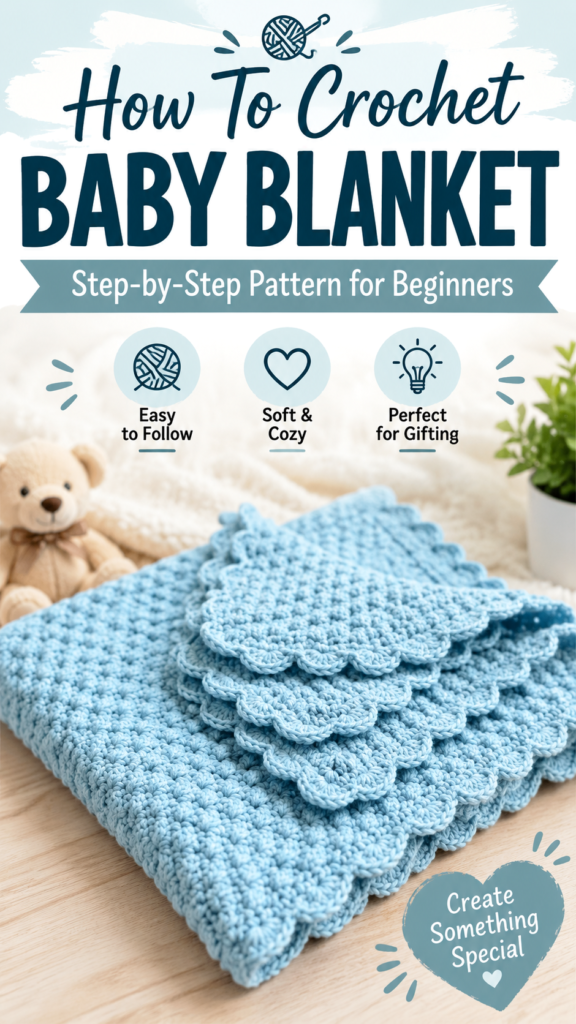 Easy Crochet Baby Blanket Pattern for Beginners  Soft, Cozy  Perfect for Gifting