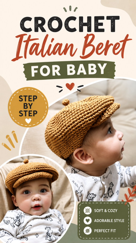 Free Crochet Italian Beret for Baby Easy Step-by-Step Pattern