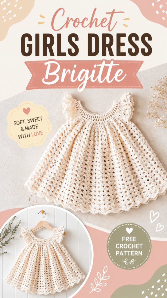 Crochet Girls Dress Brigitte Pattern  Easy Handmade Baby Dress Tutorial