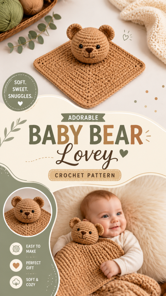 Crochet Baby Gifts Adorable Baby Bear Lovey Crochet Pattern
