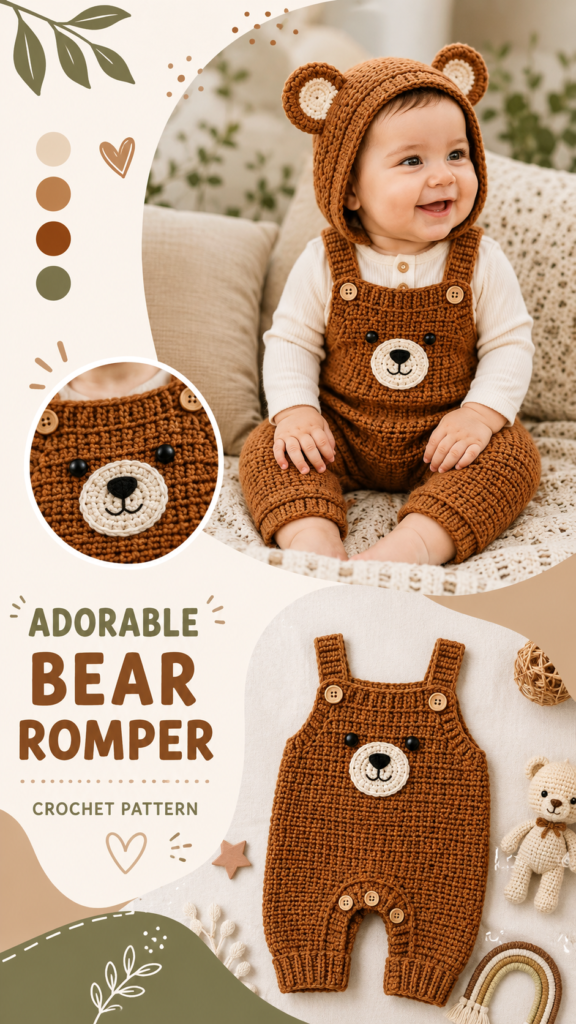 Free Crochet Baby Bear Romper Pattern  Cute Amigurumi Outfit for Babies  Toddlers