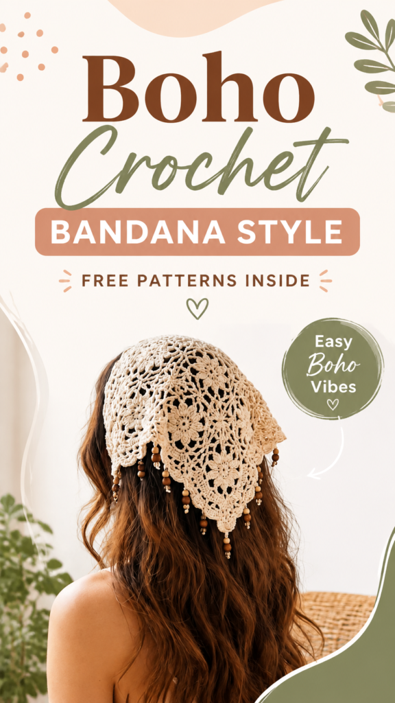 Boho Crochet Bandana Pattern Ideas Easy Handmade Hair Accessories for Summer Style