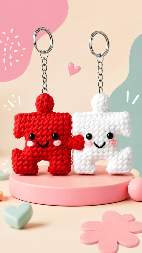Cute Crochet Puzzle Piece Keychain Ideas for Handmade Gifts and Best Friend Accessories