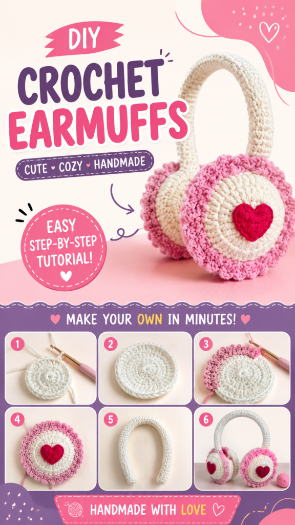 DIY Crochet Earmuffs Cute, Cozy  Easy Step-by-Step Pattern