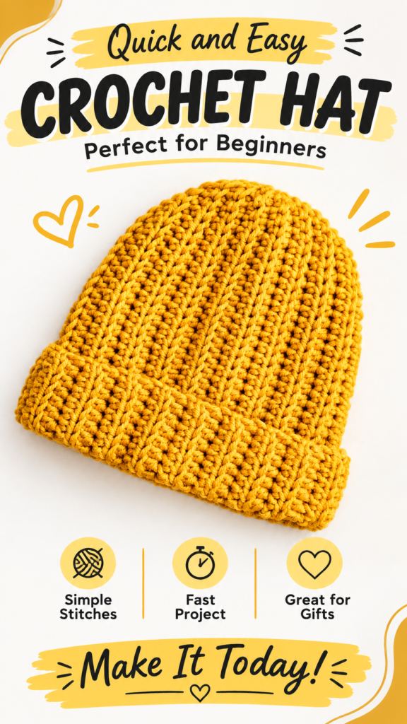 Easy Crochet Hat Free Pattern for Beginners  Quick  Simple Crochet Hats