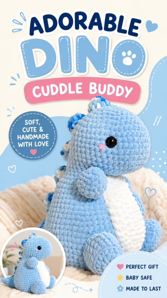 Cute Crochet Dinosaur Plush Pattern Idea for Handmade Gifts
