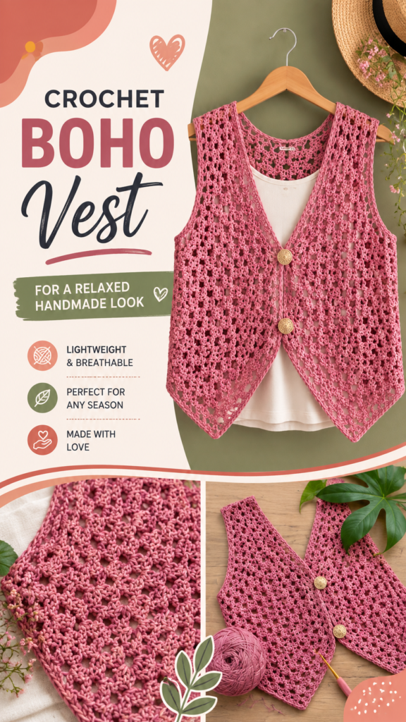 Crochet Boho Vest Pattern Easy Handmade Summer Layering Inspiration