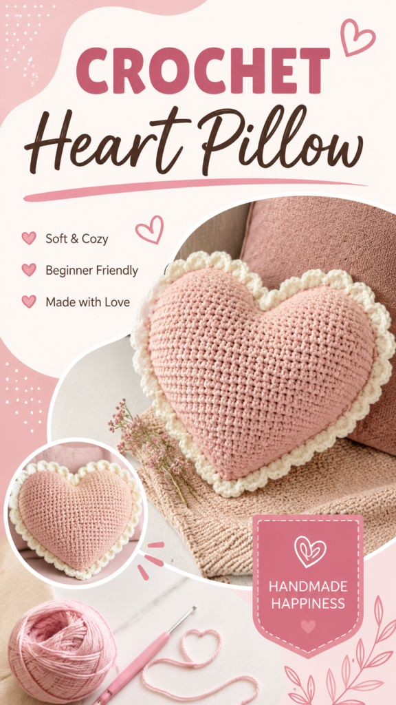 Cute Crochet Heart Pillow Pattern and Cozy Handmade Crochet Decor
