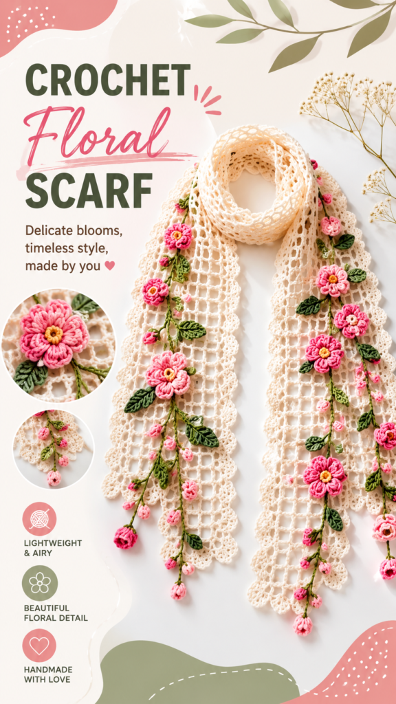 Cute Floral Crochet Scarf Pattern for a Handmade and Stylish Look