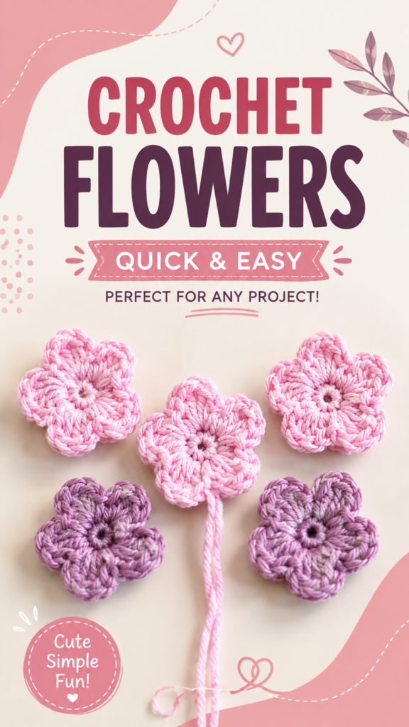 Easy Crochet Flower Patterns Quick  Cute Yarn Flowers for Any Project