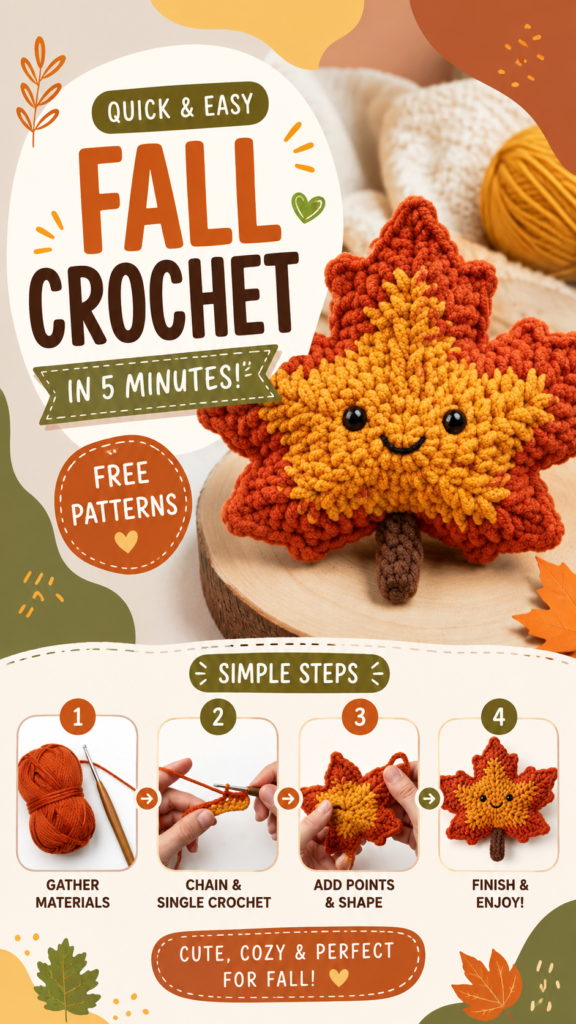 Free Fall Crochet Patterns Cute Autumn Leaf Amigurumi  Cozy Seasonal Projects