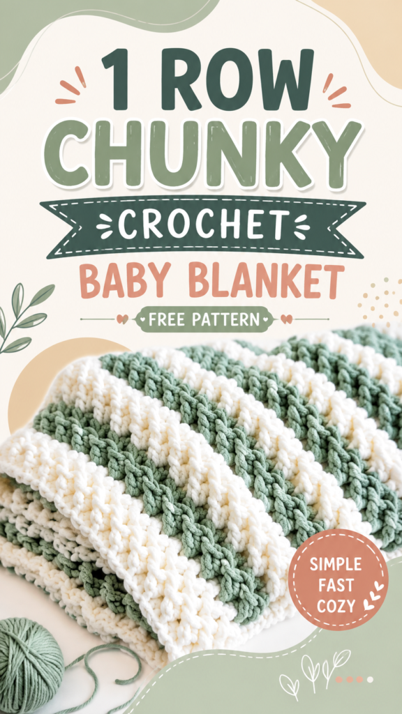 Free 1 Row Chunky Crochet Baby Blanket Pattern for Beginners