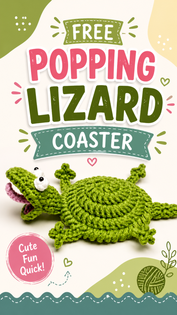 Free Popping Lizard Crochet Coaster Pattern for Fun DIY Crafting