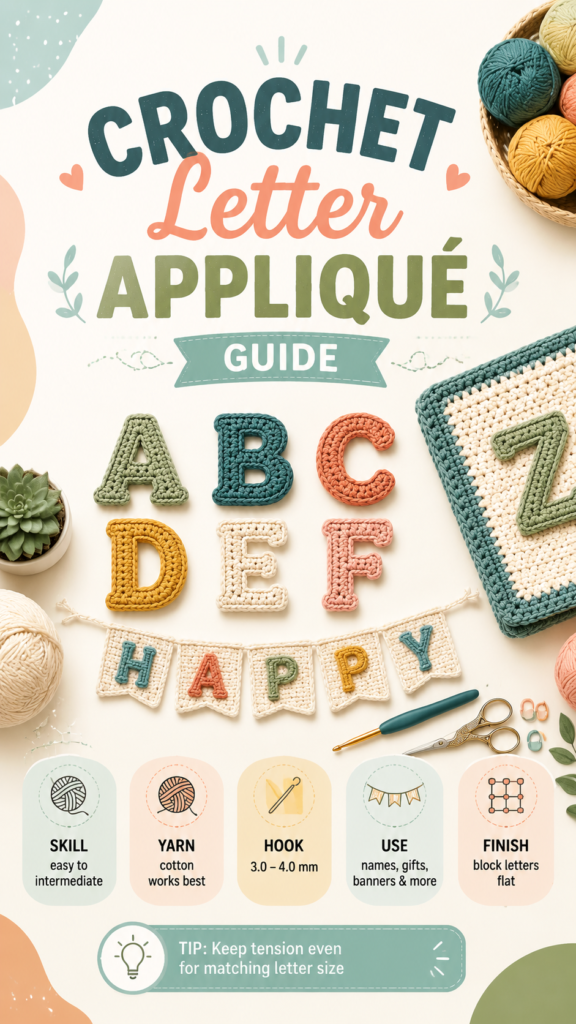 Crochet Letters Easy DIY Letter Applique Patterns  Ideas