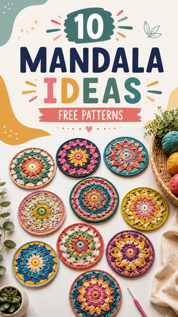 10 Mandala Crochet Ideas with Free Patterns for Colorful DIY Projects