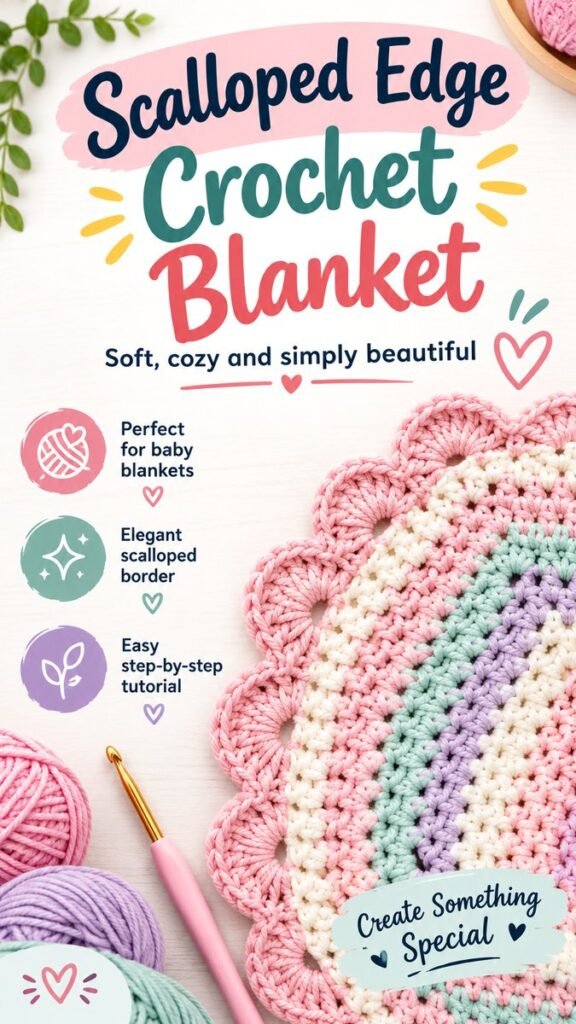 Crochet Baby Blanket Border Ideas Easy Scalloped Edges