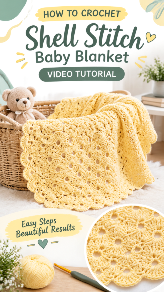 Crochet Shell Stitch Baby Blanket Pattern for Cozy Nursery Decor