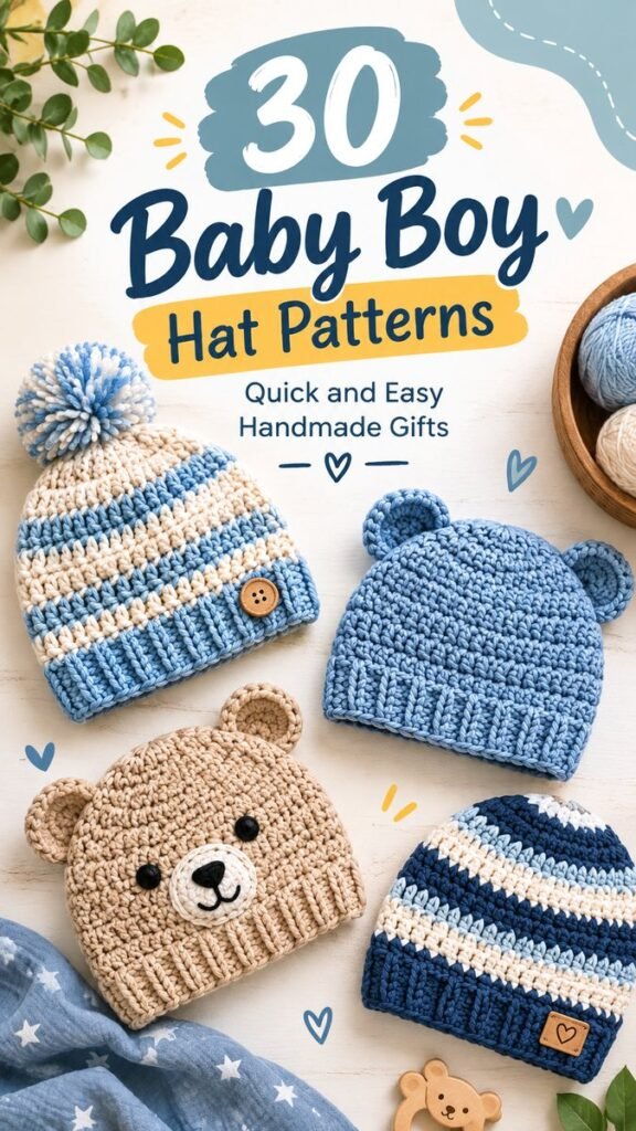 30 Baby Boy Crochet Hat Patterns for Cozy Handmade Gifts