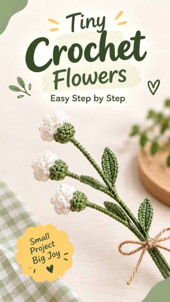 Tiny Crochet Flowers Easy Step-by-Step DIY Tutorial for Beginners