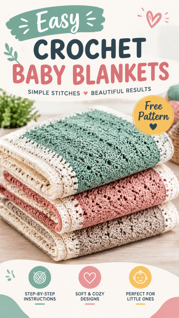 Free Crochet Baby Blanket Pattern Easy Handmade Blanket Ideas for Babies