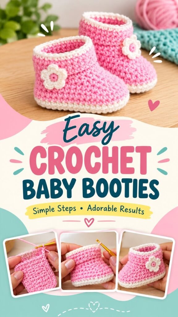 Adorable Baby Crochet Booties Pattern for Beginners  Easy  Cute DIY Baby Shoes