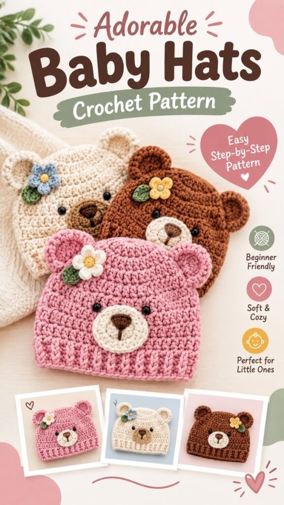 Adorable Crochet Bear Baby Hats Free Pattern for Cozy Little Ones