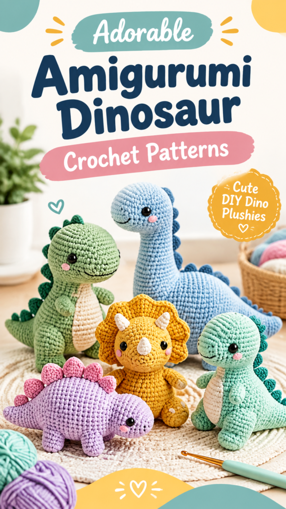 Baby Dino Crochet Pattern Cute Amigurumi Dinosaur Plushie Ideas