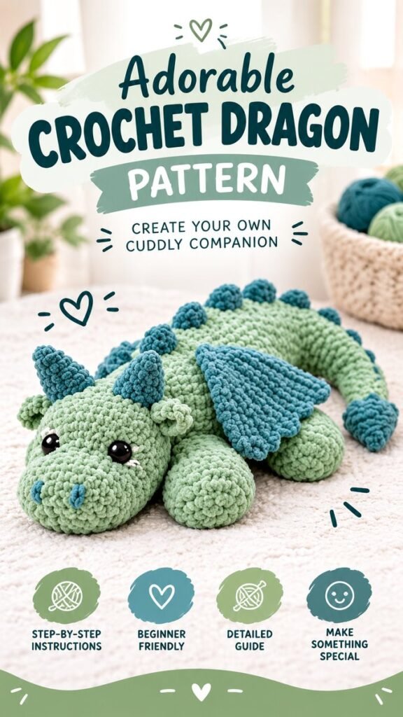 Baby Dragon Crochet Pattern Cute, Easy DIY Crochet Tutorial for Beginners