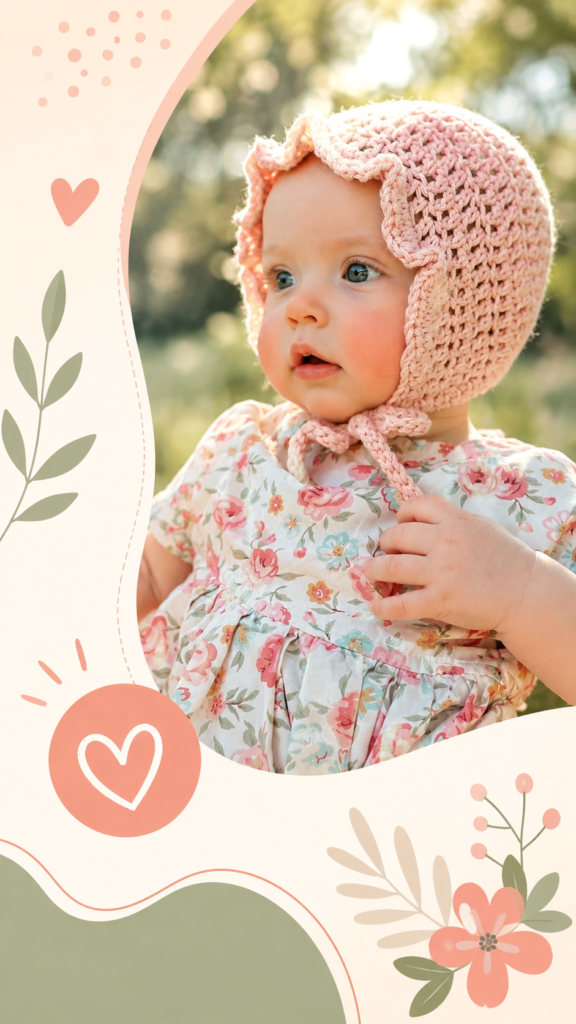 Adorable Baby Girl Crochet Bonnet and Floral Dress Photo Inspiration
