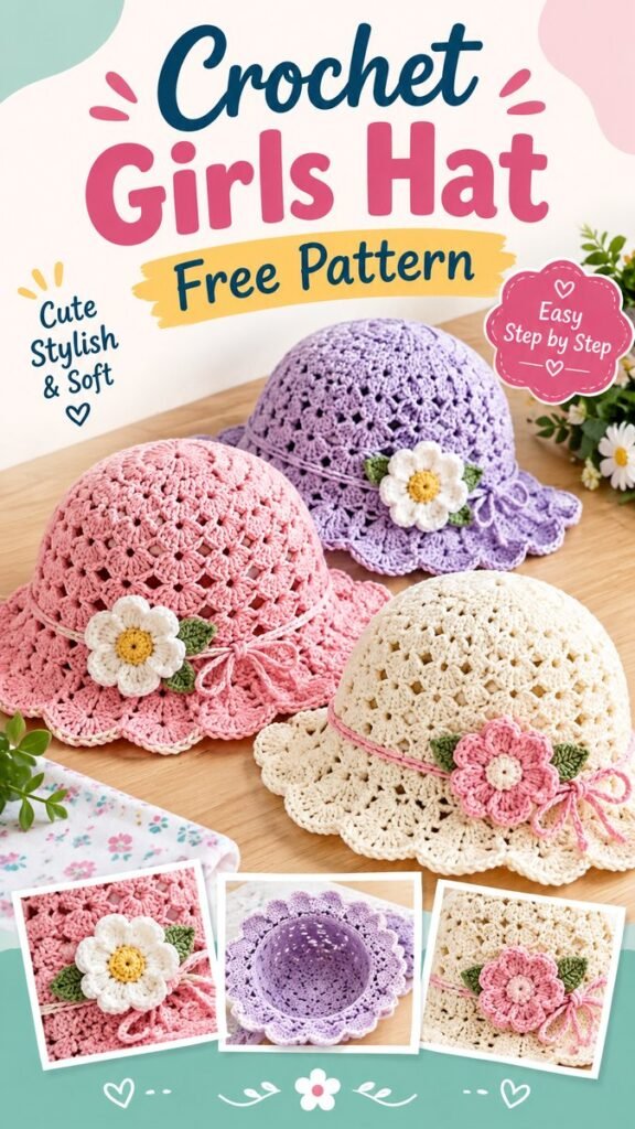 Baby Girl Crochet Hat Ideas Cute  Easy Free Crochet Pattern