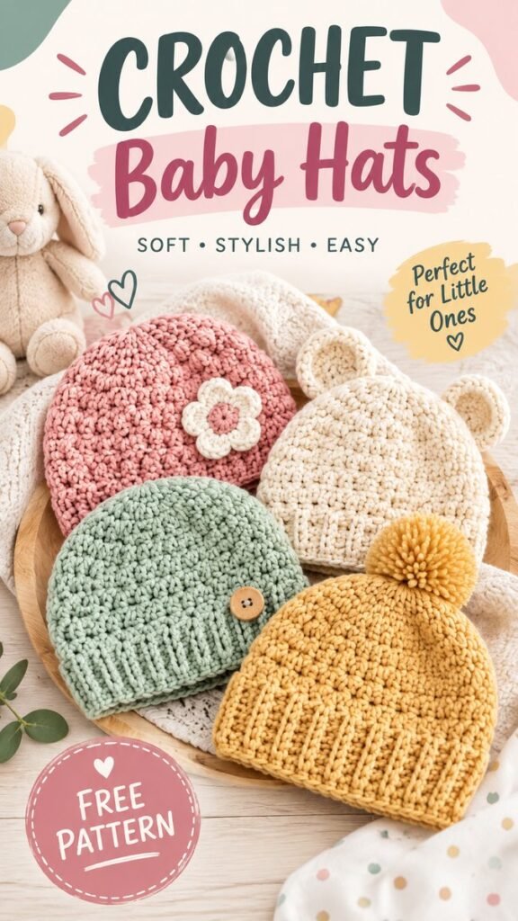 Baby Hats Crochet Free Pattern Cute  Easy Ideas for Beginners