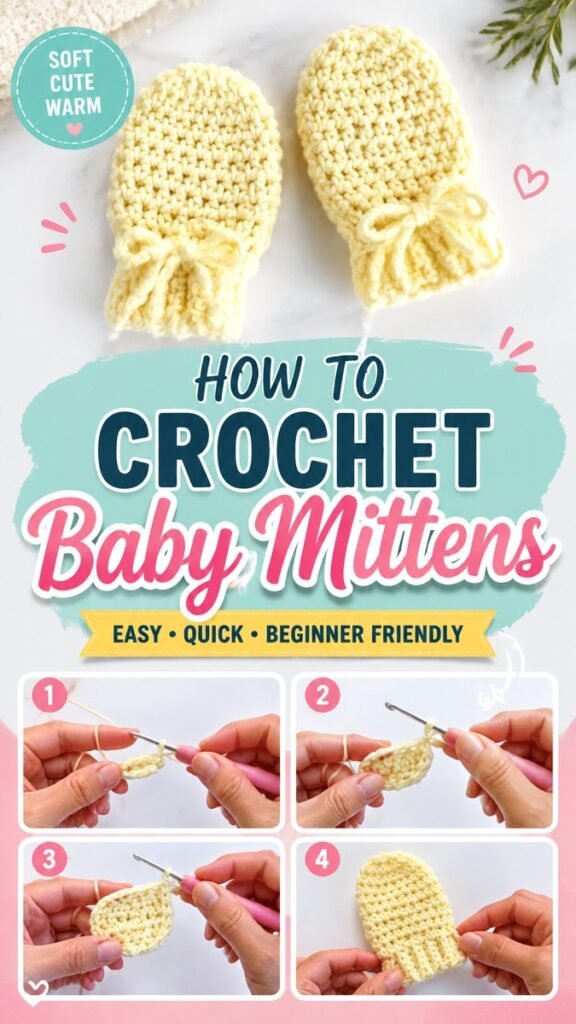 Easy Baby Mittens Crochet Pattern for Beginners  Cute DIY Crochet Idea