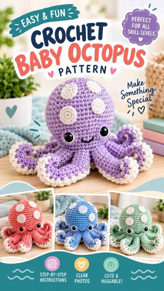 Baby Octopus Crochet Pattern Easy, Cute  Beginner-Friendly DIY Project