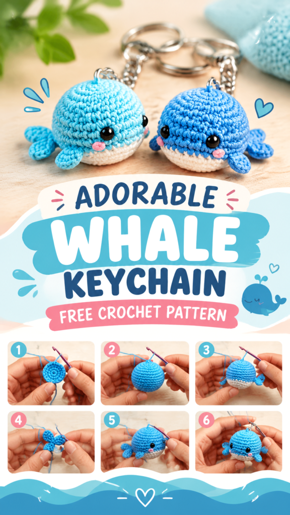 Amigurumi Baby Whale Crochet Keychain Pattern Free Tutorial