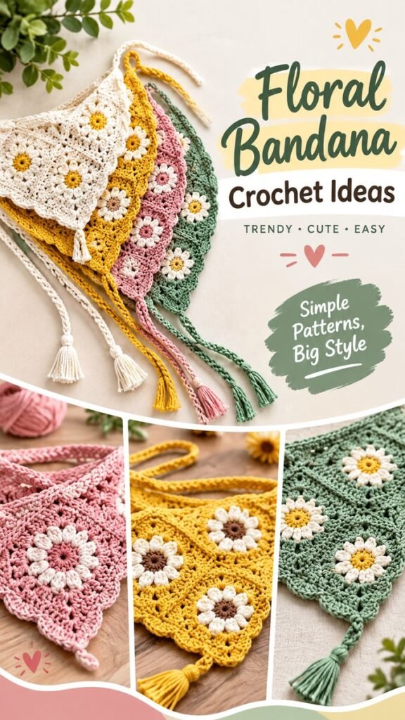 Bandana Crochet Ideas Cute Floral Patterns  Easy Crochet Designs