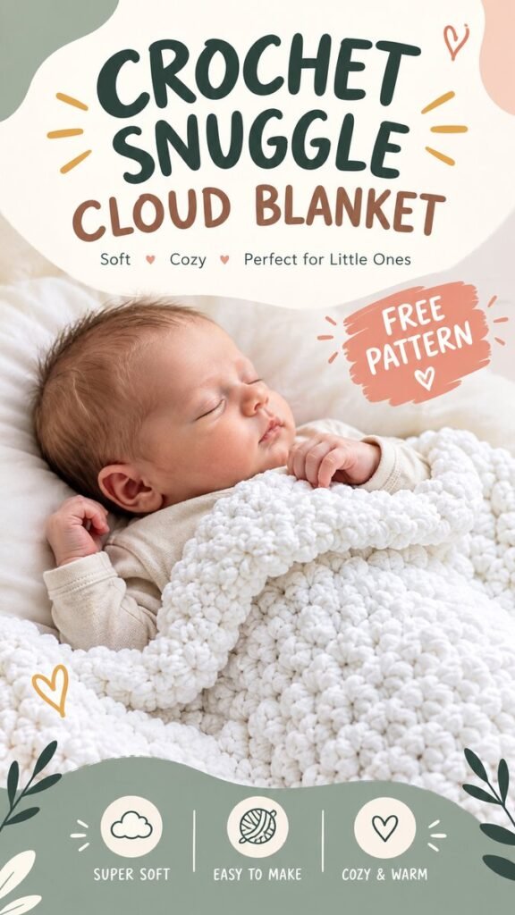 Chenille Baby Blanket Crochet Soft, Cozy  Easy DIY Pattern