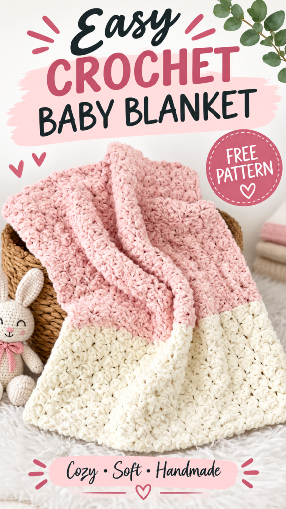 Chunky Baby Blanket Crochet Pattern  Easy, Cozy  Soft DIY Crochet Blanket