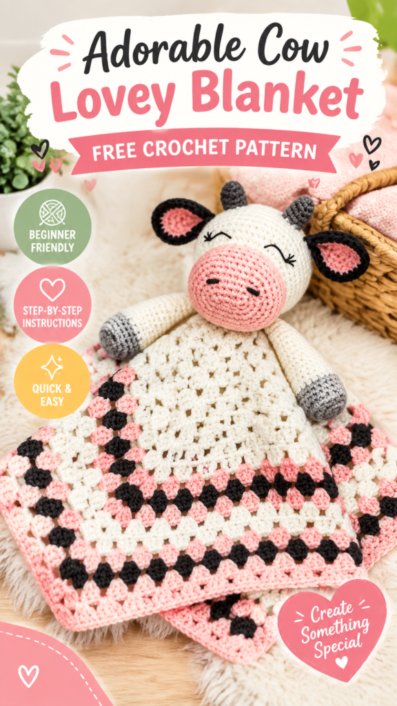 Adorable Cow Lovey Crochet Blanket Pattern for a Cozy Handmade Baby Gift