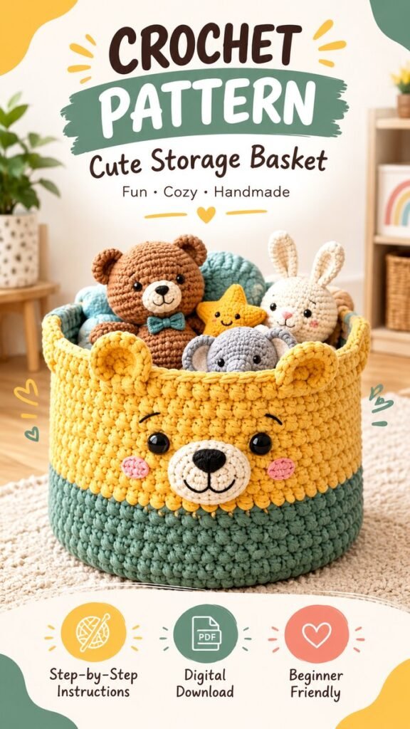 Crochet Baby Basket Pattern  Cute DIY Nursery Storage Basket