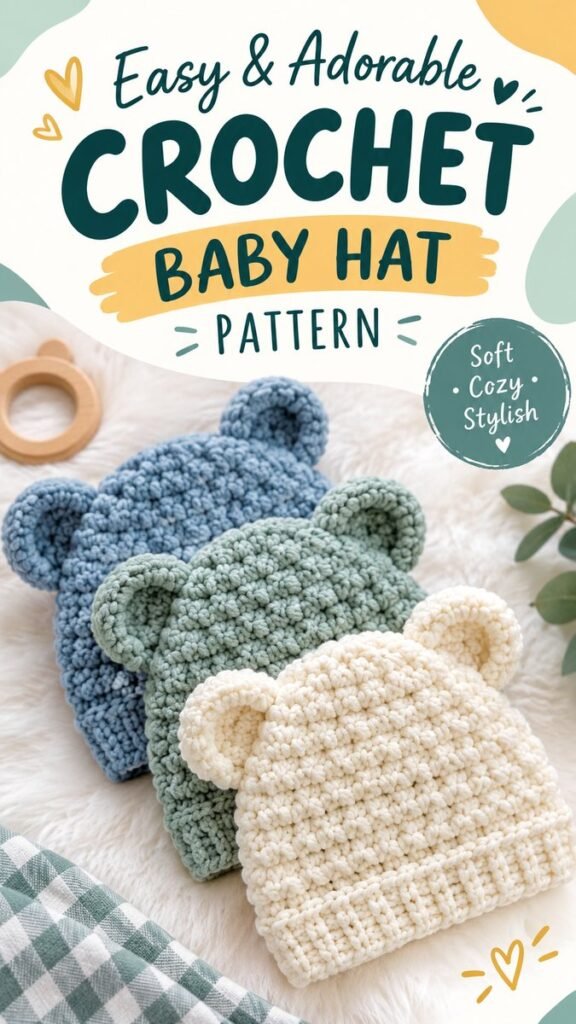 Crochet Baby Bear Hat Pattern  Easy, Cute  Cozy DIY for Beginners