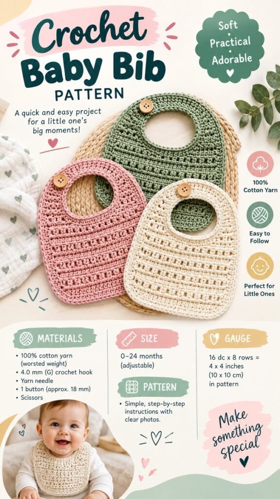 Crochet Baby Bib Pattern Easy Free Pattern for Beginners