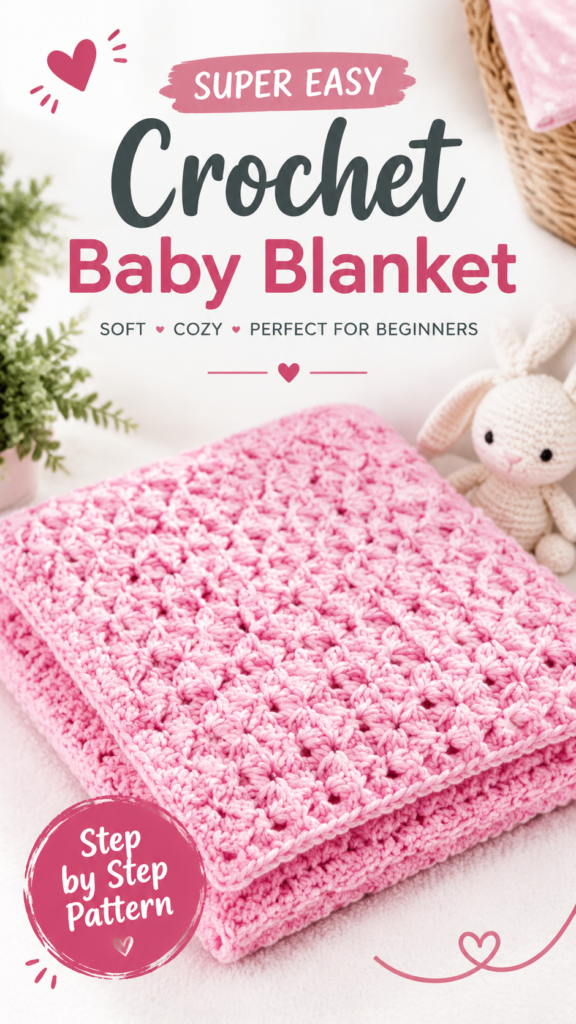Easy Crochet Baby Blanket for Beginners  Simple One Row Pattern – Try More Crochet Ideas