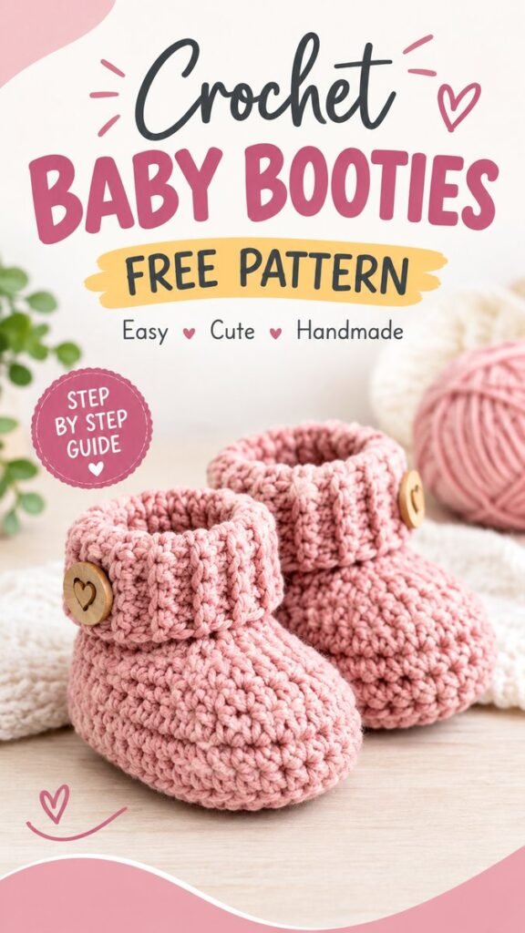 Crochet Baby Booties Free Pattern Easy, Cute  Handmade Baby Shoes