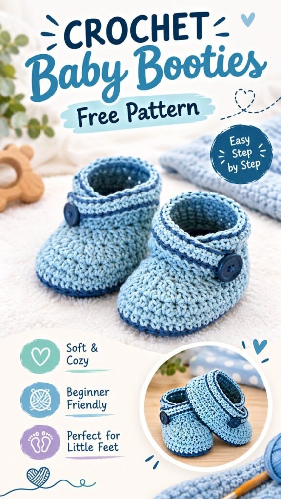 Easy Crochet Baby Booties Free Pattern for Beginners