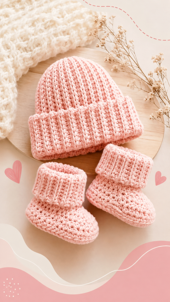 Adorable Crochet Baby Hat and Booties Set for a Cozy Handmade Gift
